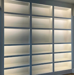 Built-in shelves with integrated accent lighting